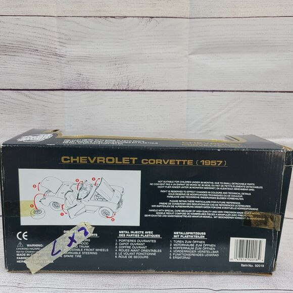 Road Tough 1957 Chevy Corvette Roadster Blue white 1:18 Scale Diecast Model Car - Picture 9 of 9